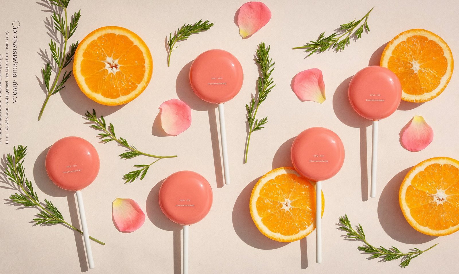 Collagen lollipops with fresh oranges and botanicals